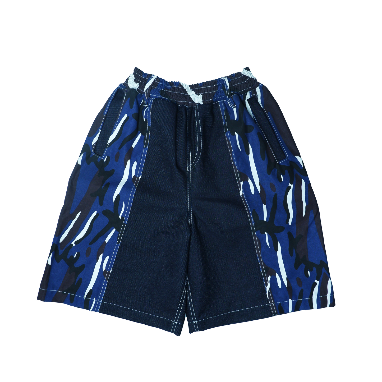 "TWO TONE JORTS" (CAMOU/INDIGO)