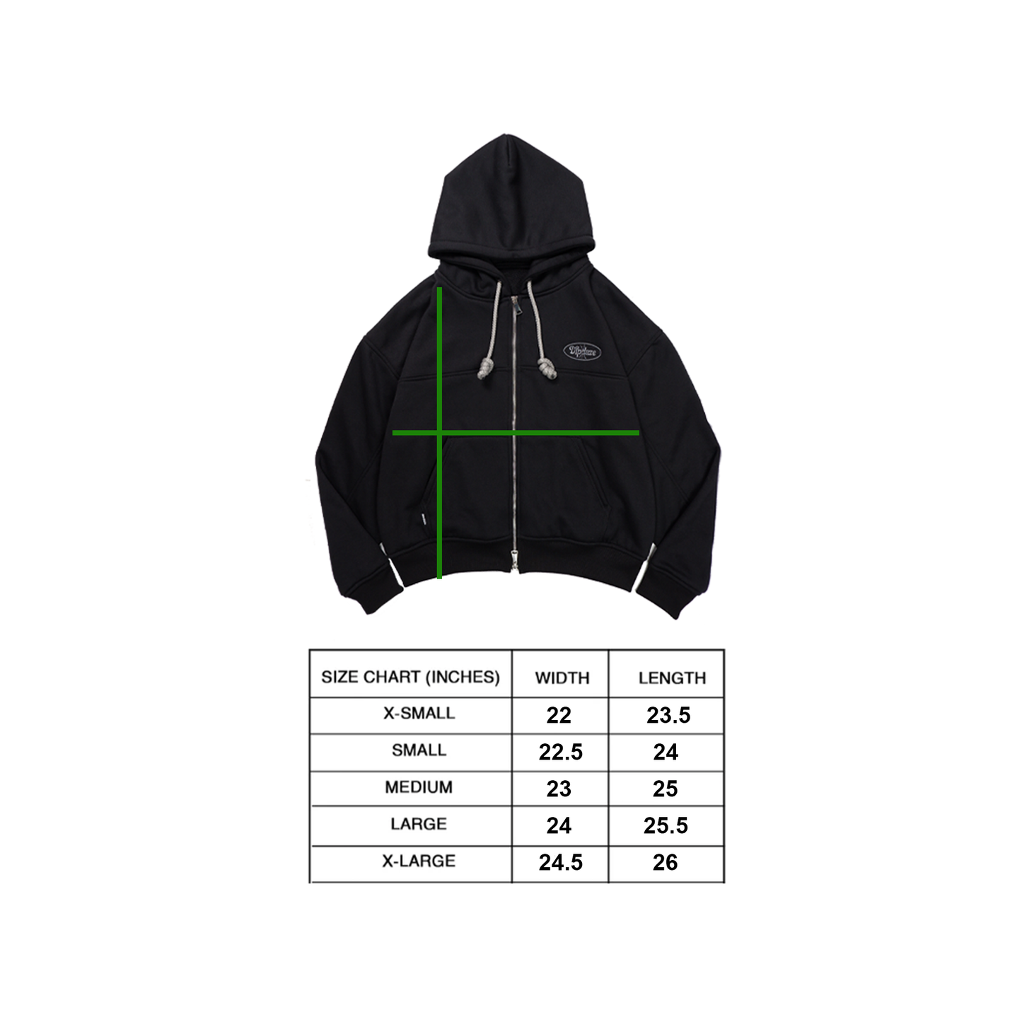 "ZIP UP HOODIE" (BLACK)